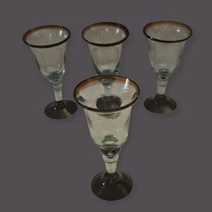 Vintage Mexican Handblown Wine Glass Set